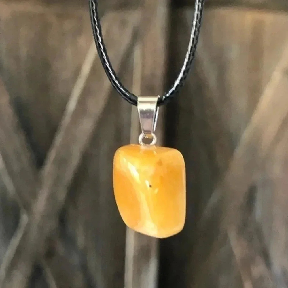 Caramel Jasper Organic Freeform Natural Braided Stainless Steel Necklace